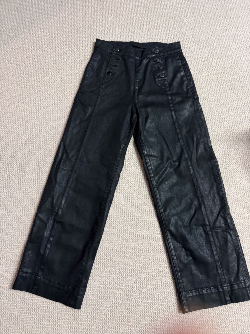 Joe's The Savannah High Rise Wide Leg Crop Coated Black Pants Size 26